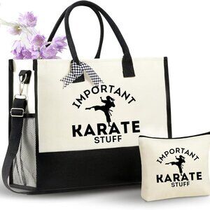 Karate Gifts for Women Polyester Tote Bag with Zipper and Shoulder Strap